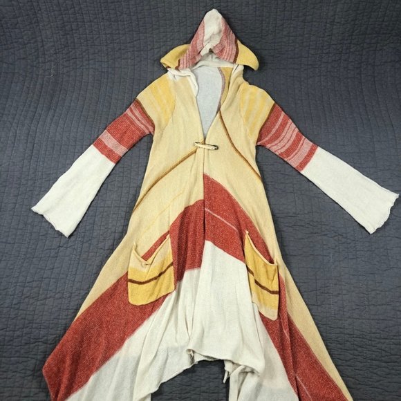 surf style Sweaters - Surf Style Sweater Women Small Cardigan Boho Blanket Striped Hooded Waterfall